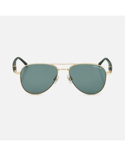 Montblanc Squared Sunglasses With Coloured Metal Frame - Blue