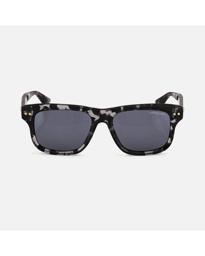Montblanc Rectangular Sunglasses With Coloured Acetate Frame - Blue