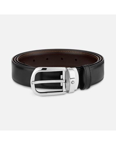 Montblanc Horseshoe Buckle Black/brown 30 Mm Reversible Leather Belt - Multicolor