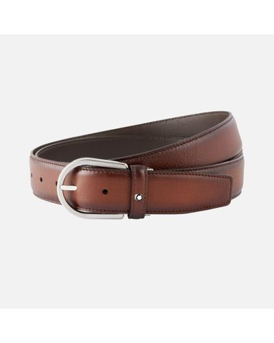 Montblanc Horseshoe Buckle Brown 35 Mm Leather Belt