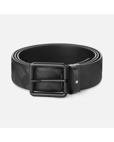 Montblanc Printed Black/plain Black 35 Mm Reversible Leather Belt