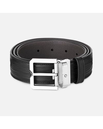 Montblanc Black 35 Mm Leather Belt