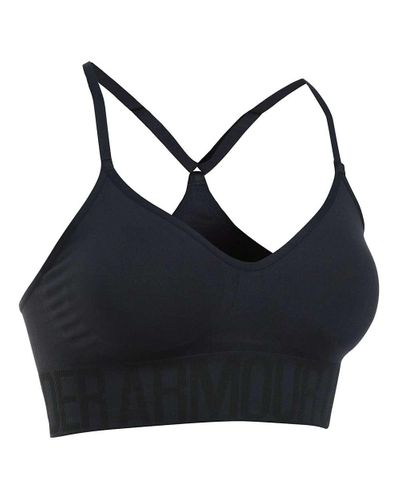 Under Armour Synthetic Seamless Solid Sport Bra in Black / Black ...