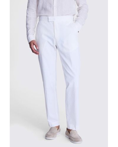 Moss Tailored Fit Seersucker Trousers - White