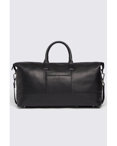 Moss Grained Leather Holdall - Black