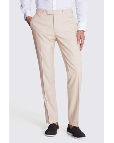 Moss Slim Fit Light Camel Trousers - White