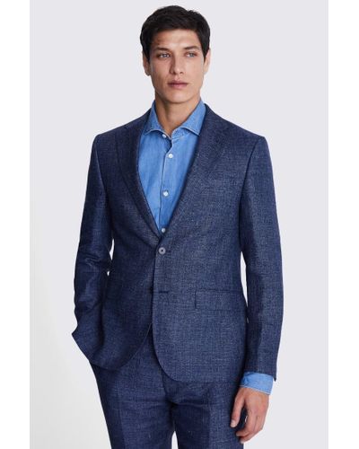 Reda Italian Slim Fit Texture Suit Jacket - Blue