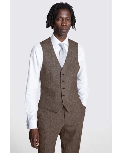 Moss Slim Fit Tweed Waistcoat - Grey