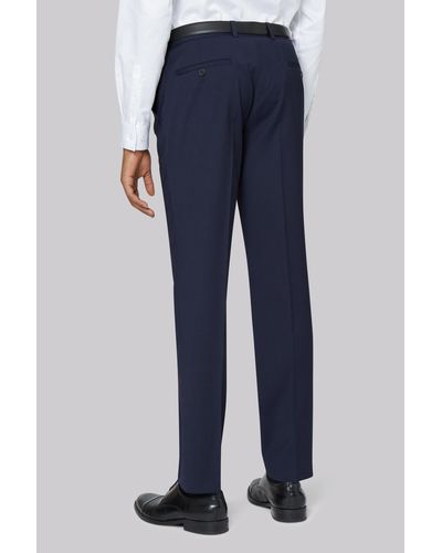 DKNY Wool Slim Fit Panama Blue Trousers 