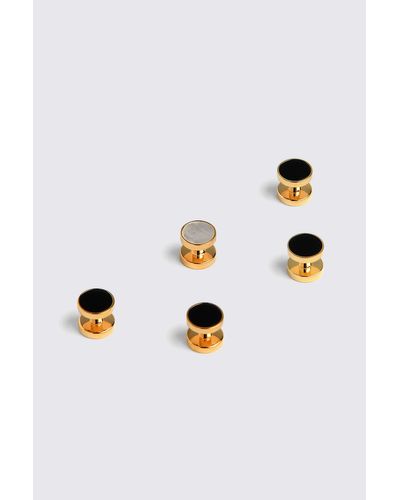 Moss Reversible Onyx & Mother Of Pearl Dress Studs - Multicolour