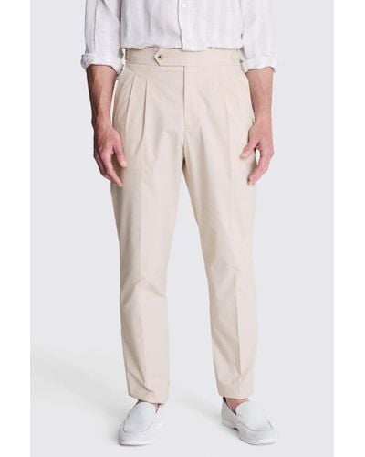 Moss Light Camel Pleated Trousers - Natural
