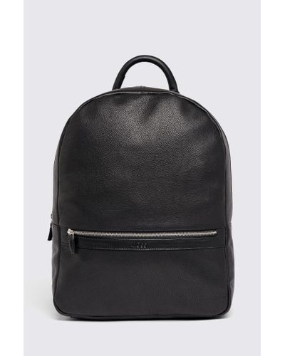 Moss Grained Leather Backpack - Black