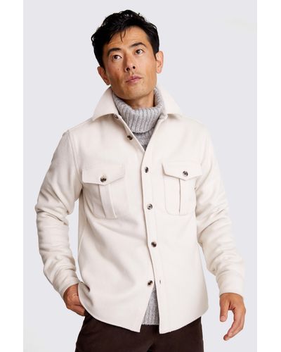 Moss Off White Flannel Overshirt - Natural