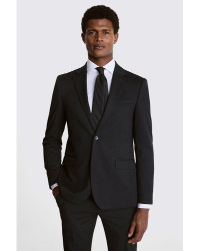 Moss Slim Fit Charcoal Stretch Suit Jacket - Black