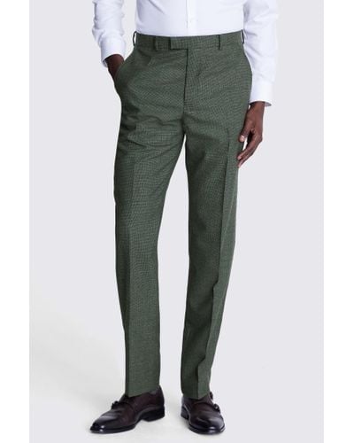 Moss Regular Fit Puppytooth Trousers - Green