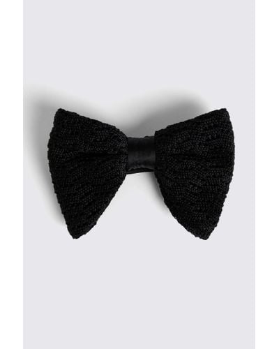 Moss Knitted Silk Bow Tie - Black