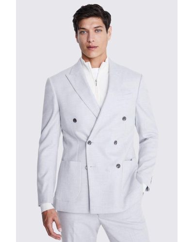 Moss Tailored Fit Light Flannel Suit Jacket - White