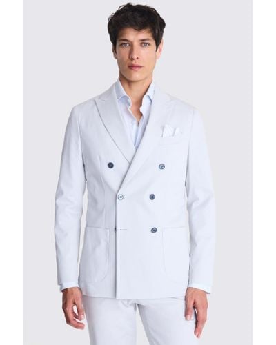 Moss Tailored Fit Light Cotton Suit Jacket - White