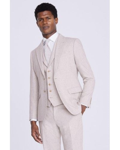Moss Slim Fit Off Check Suit Jacket - Pink