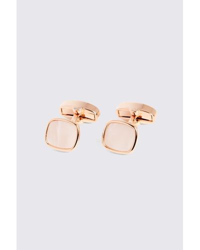 Moss Rose Square Mother Of Pearl Cufflinks - Pink