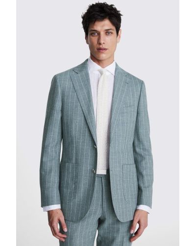 Zegna Italian Tailored Fit Stripe Suit Jacket - Blue