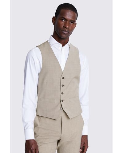 DKNY Slim Fit Taupe Waistcoat - Natural