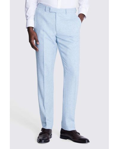 Moss Slim Fit Light Donegal Trousers - Blue