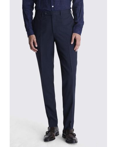 ZEGNA Italian Tailored Fit Check Trousers - Blue