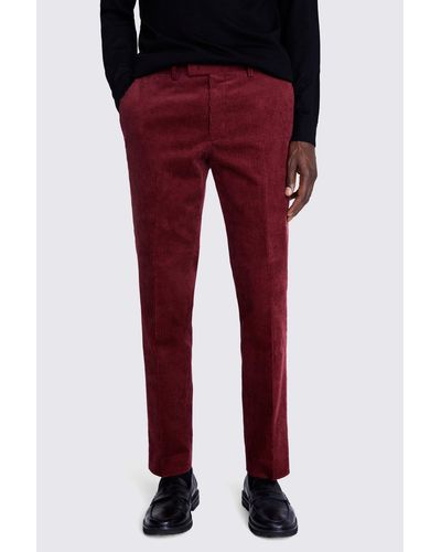 Moss Slim Fit Red Corduroy Trousers