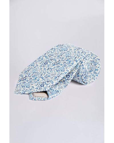 Liberty Ditsy Floral Tie Made With Fabric - Blue