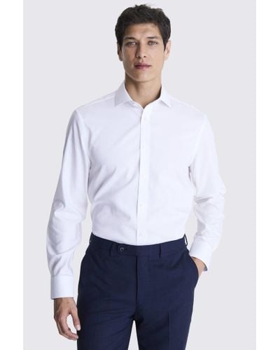 Moss Tailored Fit Pinpoint Oxford Contrast Non Iron Shirt - White