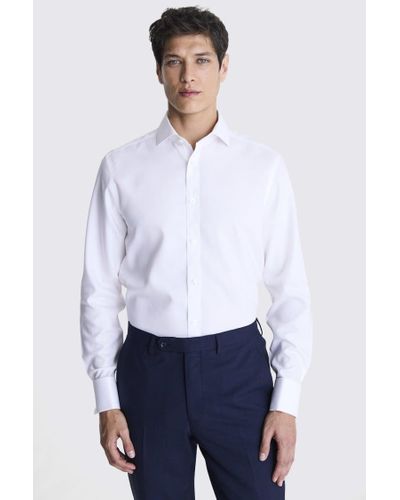 Moss Tailored Fit Royal Oxford Non Iron Shirt - White