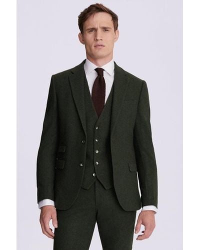 Moss Slim Fit Khaki Donegal Tweed Suit Jacket - Green