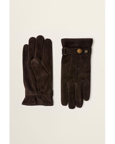 Moss Chocolate Suede Adjustable Gloves - Black