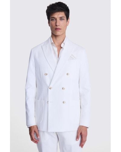 Moss Tailored Fit Seersucker Suit Jacket - White