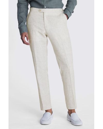 Moss Italian Tailored Fit Off Check Trousers - White