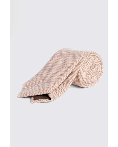 Moss Bottinelli Copper Herringbone Slub Tie - Pink