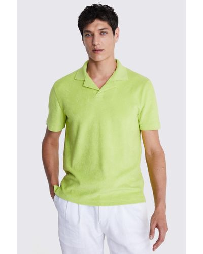 Moss Lime Terry Towelling Skipper Polo - Green