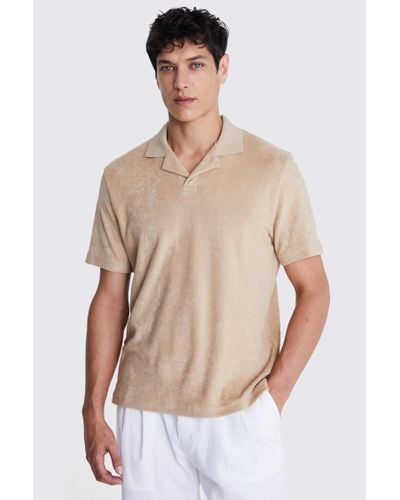 Moss Camel Terry Towelling Skipper Polo - Natural