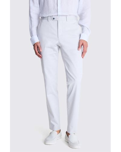 Moss Tailored Fit Light Cotton Trousers - White