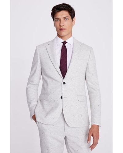 Moss Slim Fit Donegal Tweed Suit Jacket - White