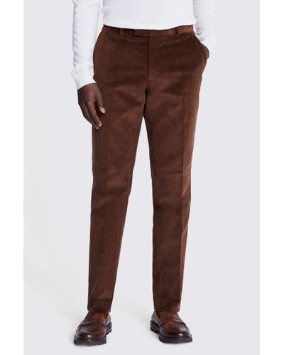 Moss Slim Fit Copper Corduroy Trousers - Brown