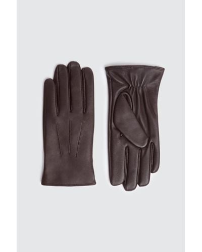 Moss Chocolate Leather Gloves - Brown