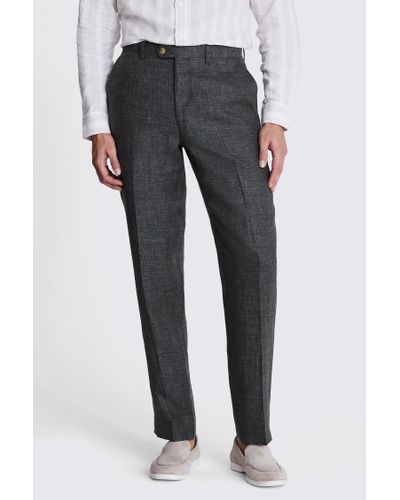 Moss Regular Fit Linen Trousers - Grey