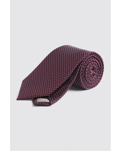 Moss Burgundy Pindot Silk Tie - Purple