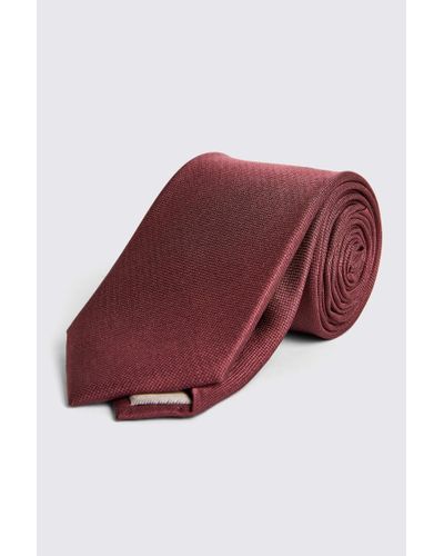 Moss Burgundy Oxford Silk Tie - Red