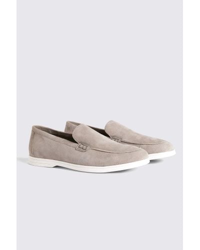 Moss Lewisham Taupe Suede Casual Loafers - White
