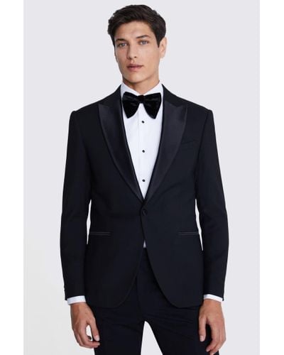 Moss Slim Fit Peak Lapel Tuxedo Suit Jacket - Black
