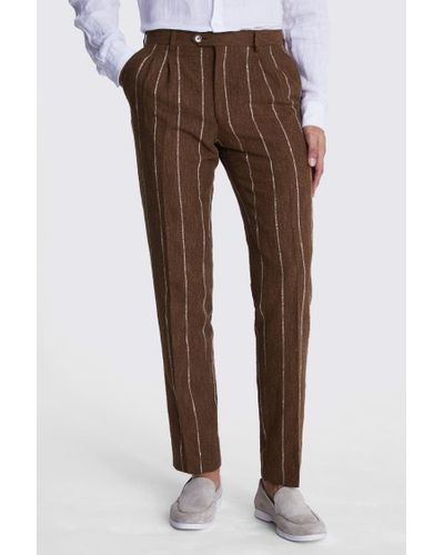 Moss Italian Tailored Fit Copper Stripe Trousers - Brown