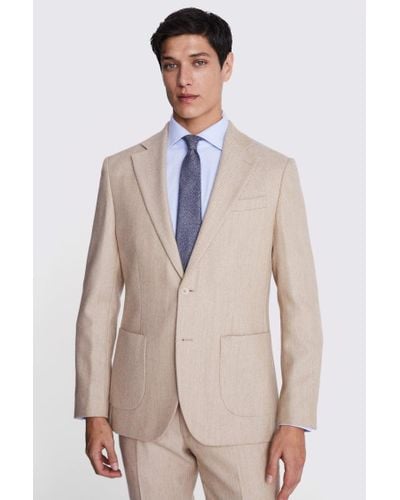 Moss Tailored Fit Camel Twill Suit Jacket - Natural